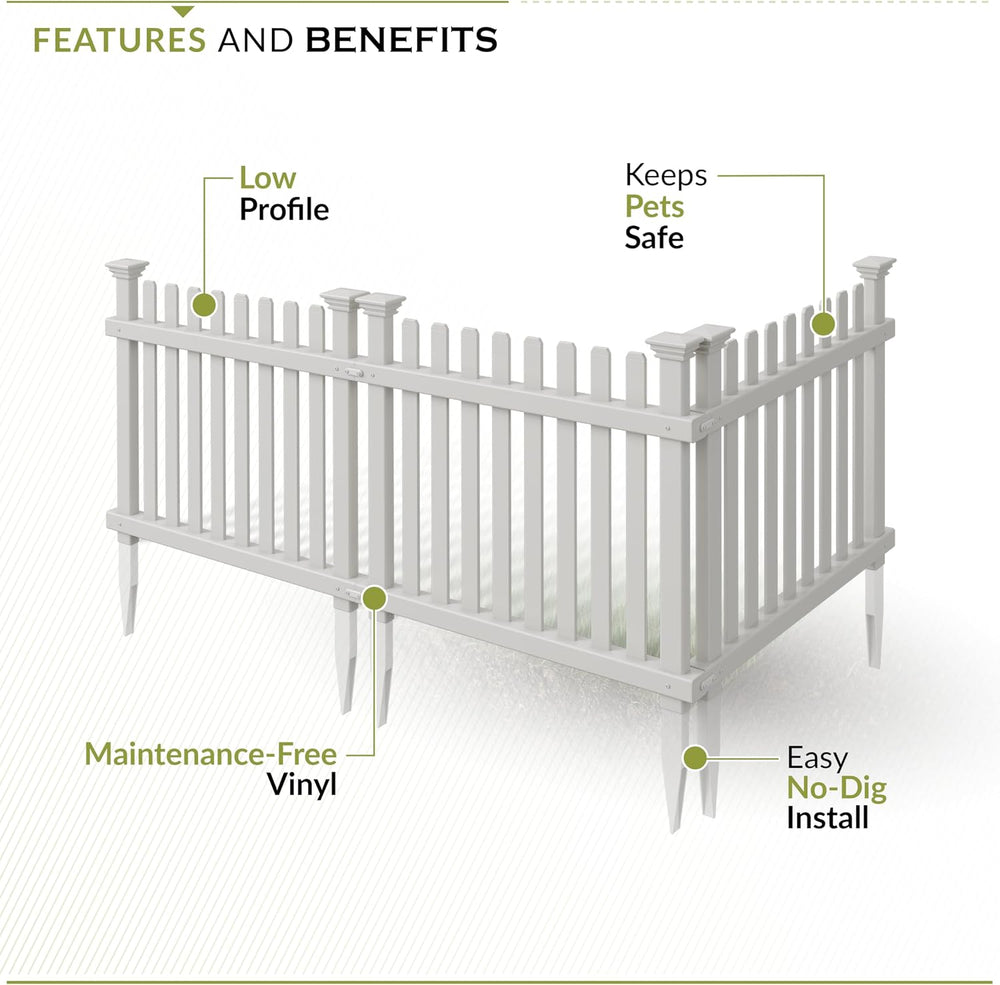 Zippity Roger Rabbit Garden Fence, White Vinyl DIY No Dig Kit