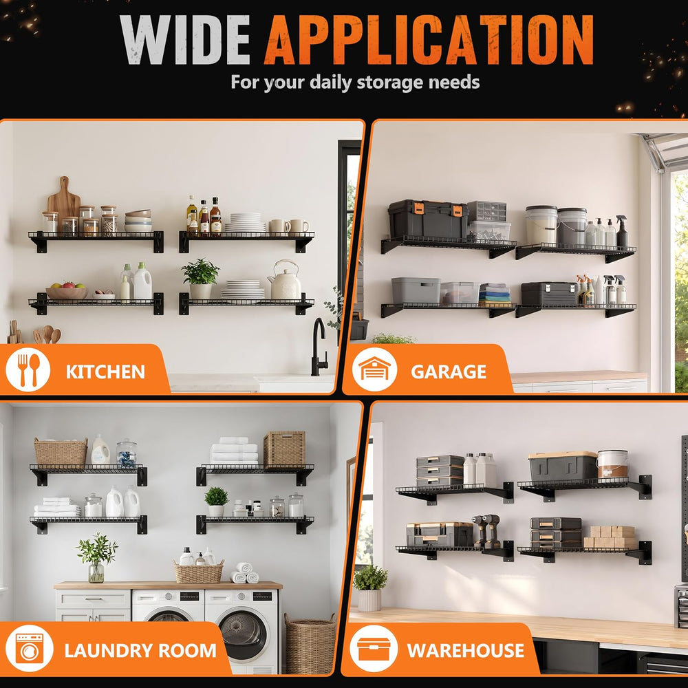 Garage Wall Shelving 4-Pack, 24x16.5 Wall Mounted Storage Shelves