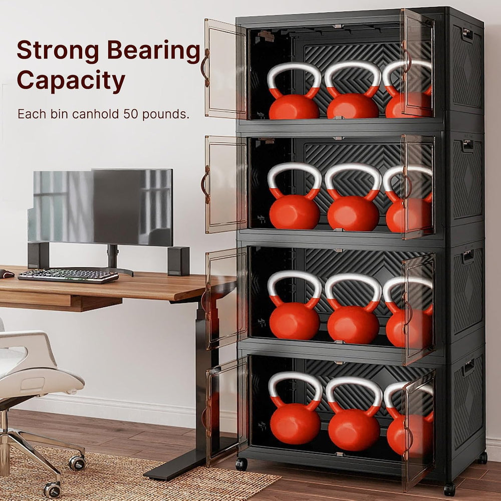 672QT Stackable Storage Bins with Lids,Doors & Wheels