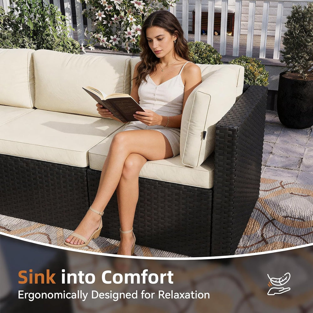 Aoxun Patio Furniture Set 5-Piece, Outdoor Sectional Sofas with Washable Cush...