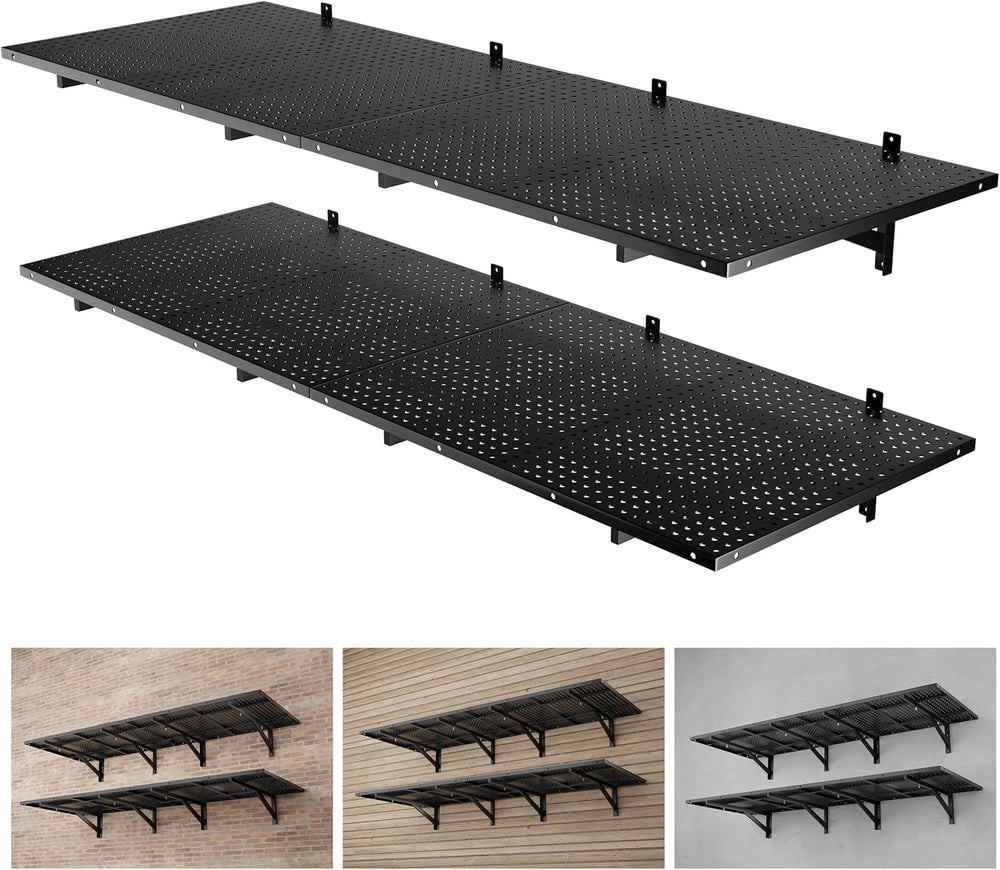 4 Pack Garage Wall Shelving, 2x3ft Heavy Duty Wall Shelves, Black