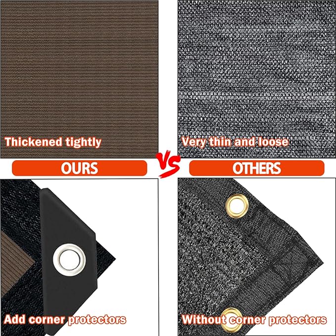 Sun Shade Cloth with Grommets,90% UV Protection Shade Fabric,Pergola Shade Co...