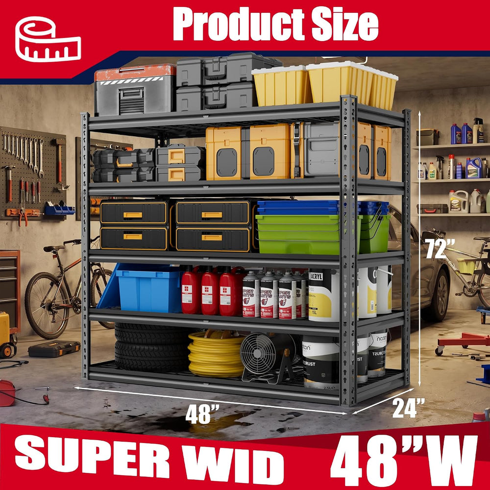 Heavy Duty Garage Storage Shelving, 5-Tier Adjustable Metal Shelving Unit, 30...