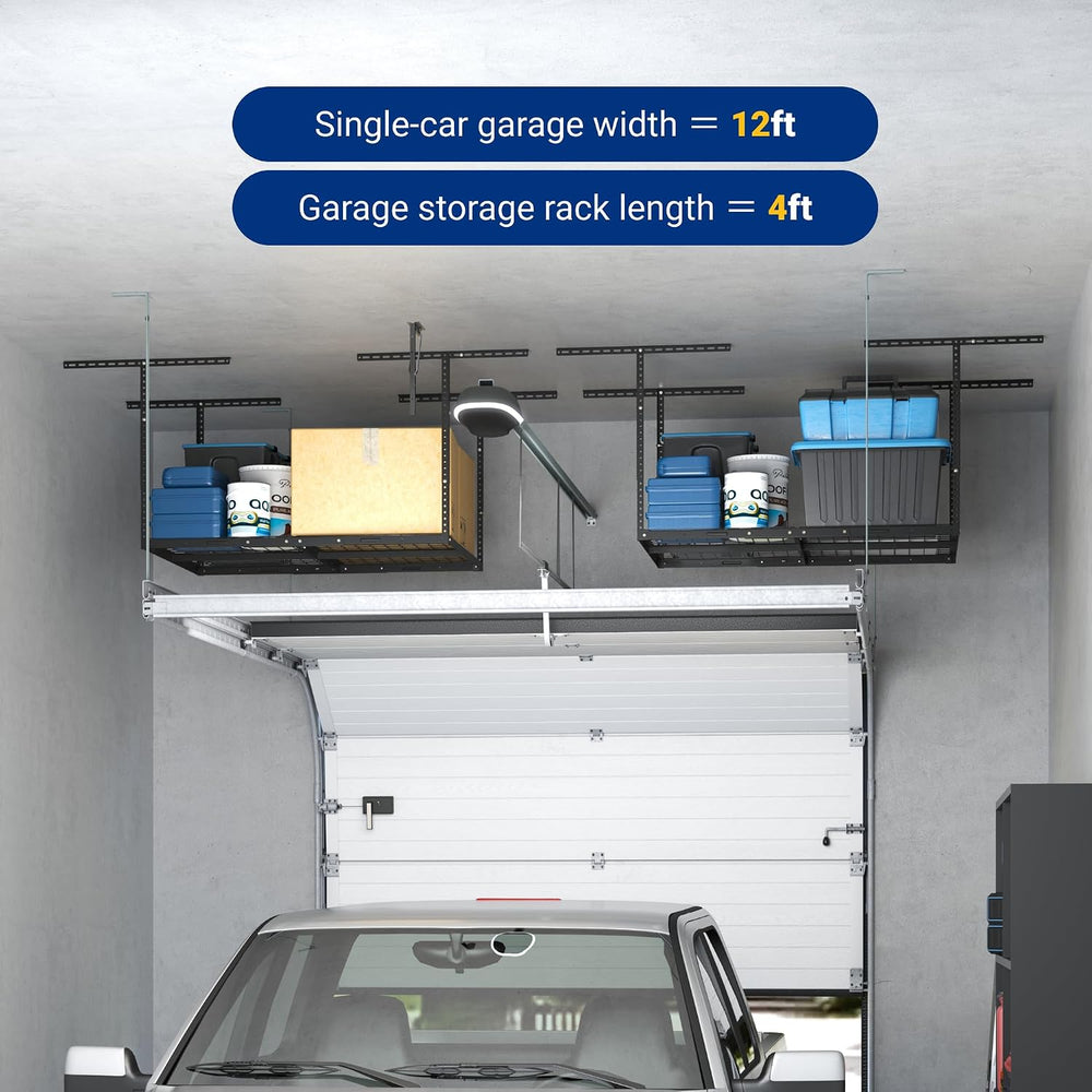 FLEXIMOUNTS 3x4ft Overhead Garage Storage Rack, Black