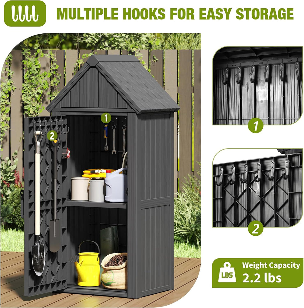 Outdoor Storage Shed, Waterproof Storage Cabinet with Ample Space, Sturdy Res...