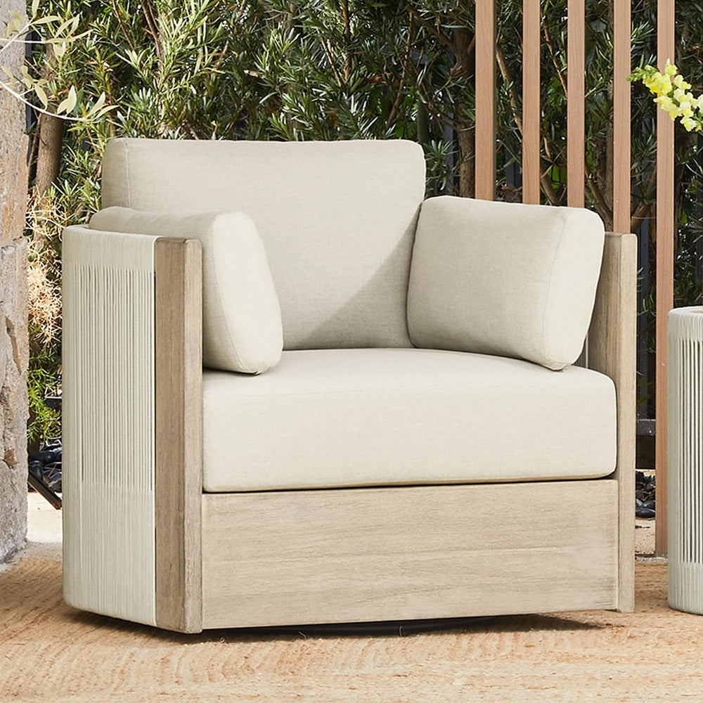 CHITA Acacia Outdoor Patio Swivel Accent Chair, Fully Assembled