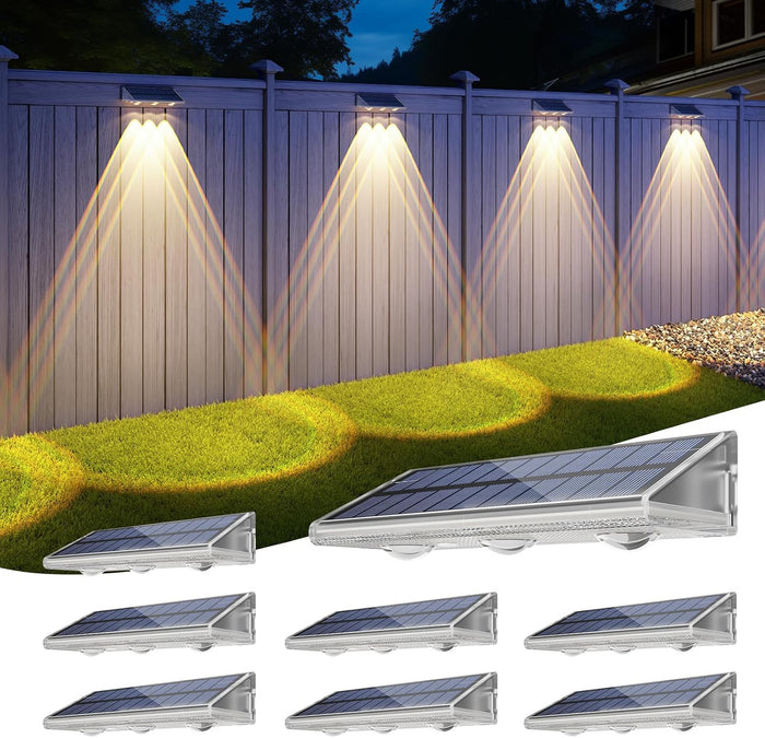 YiLaie Solar Fence Lights Outdoor with IP67 Waterproof, 3 Modes & Dusk to Dawn Auto ON/Off Solar Power Wall Mount Solar Lights for Outside Fence Wall Deck Gate (8 Pack)