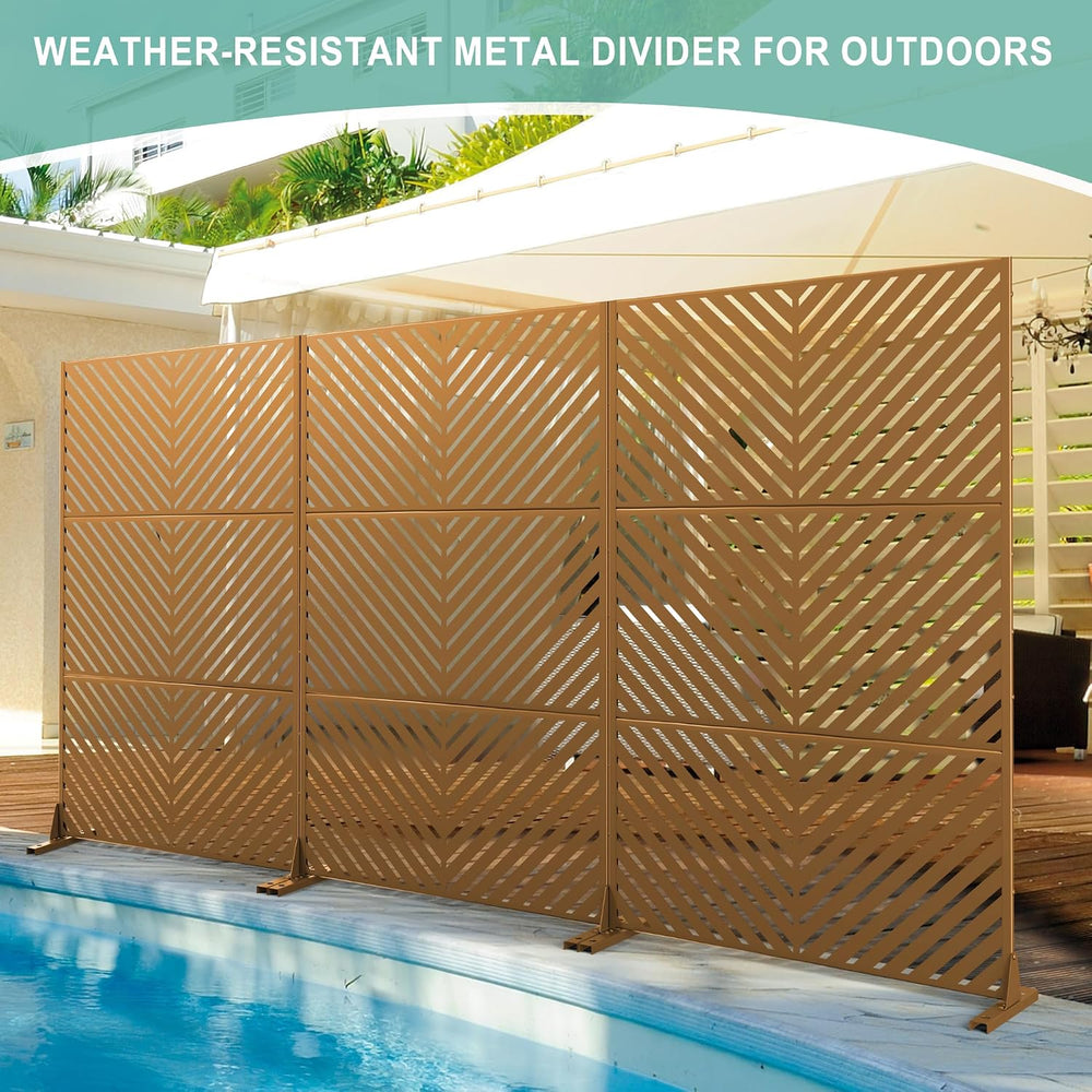 Metal Privacy Screen for Outdoor & Indoor Use, Free Standing Privacy Scre...
