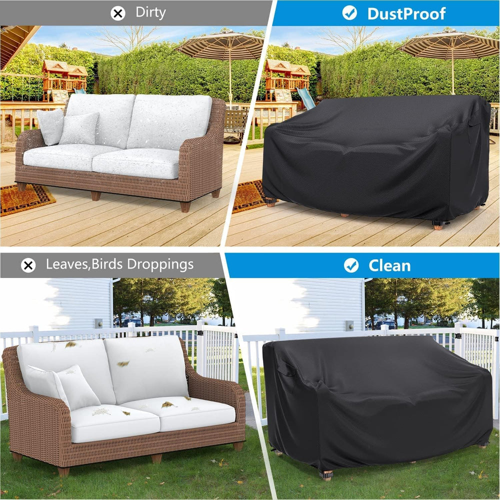 Mrrihand 3-Seater Outdoor Patio Sofa Cover Waterproof 87"W×37"D×35&...
