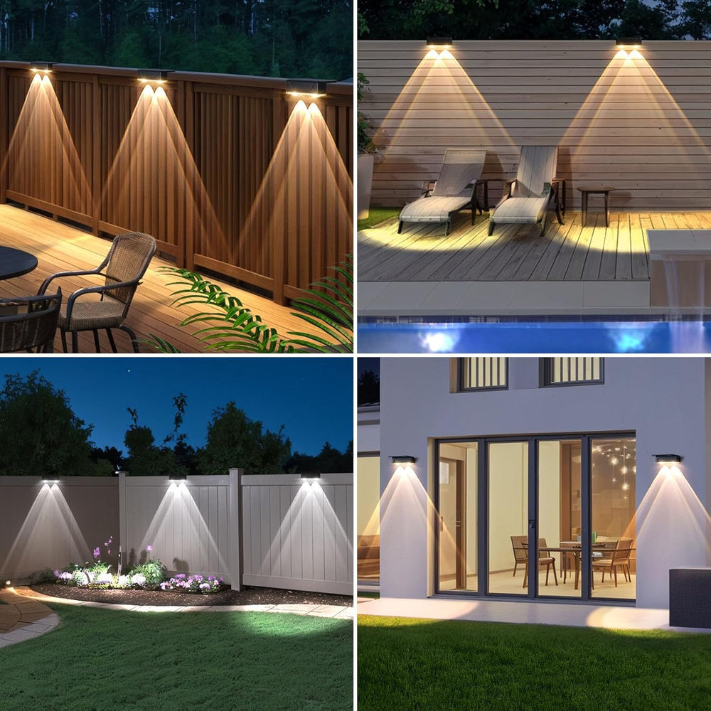Solar Fence Lights Outdoor, 8 Pack Black Fence Lights Solar Powered