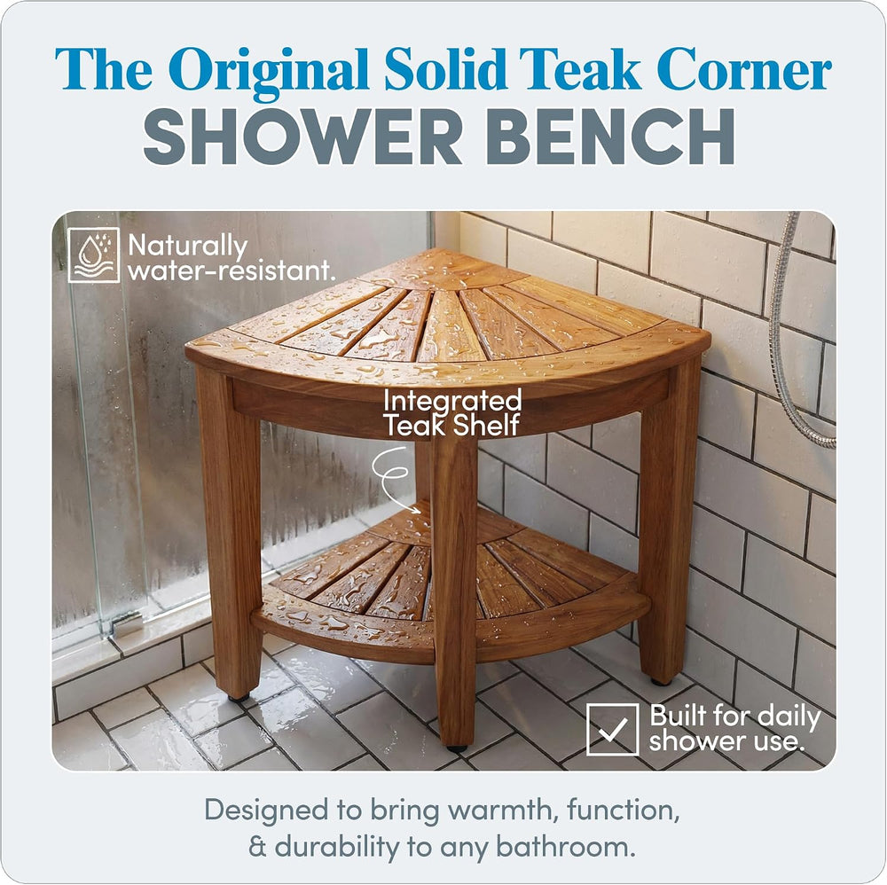 AquaTeak Kai Corner 15.5" Teak Shower Bench