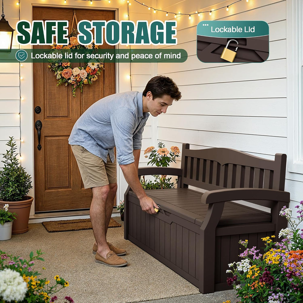 Devoko 80 Gallon Storage Bench Deck Box Waterproof&Lockable