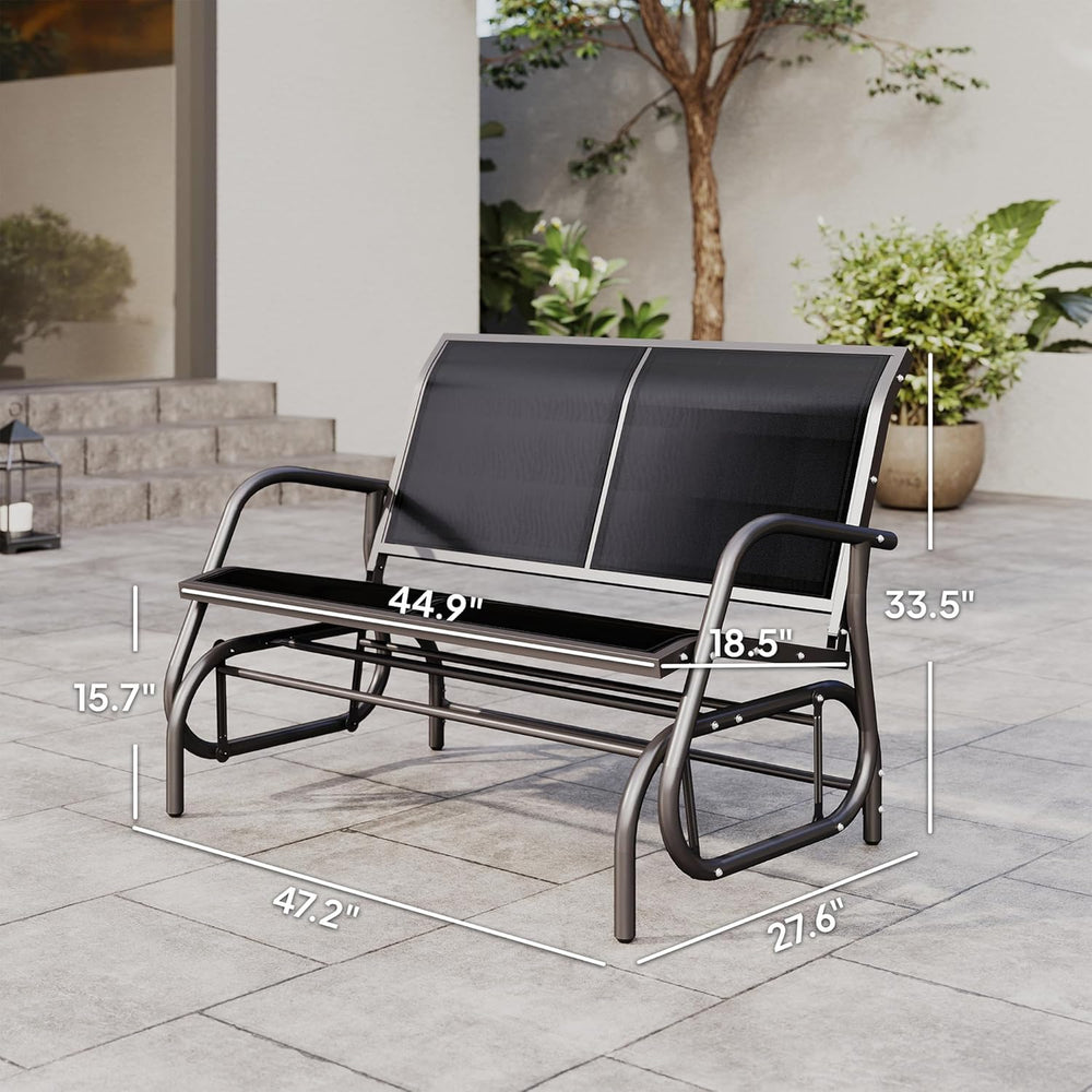 Outsunny 2-Person Outdoor Glider Bench with Steel Frame, Black