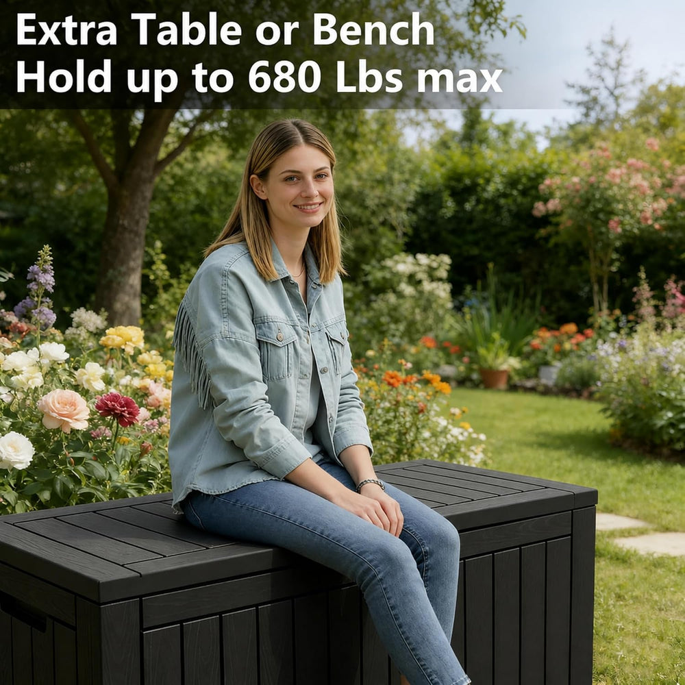 100 Gallon Outdoor Storage Box Waterproof Deck Box for Patio Storage