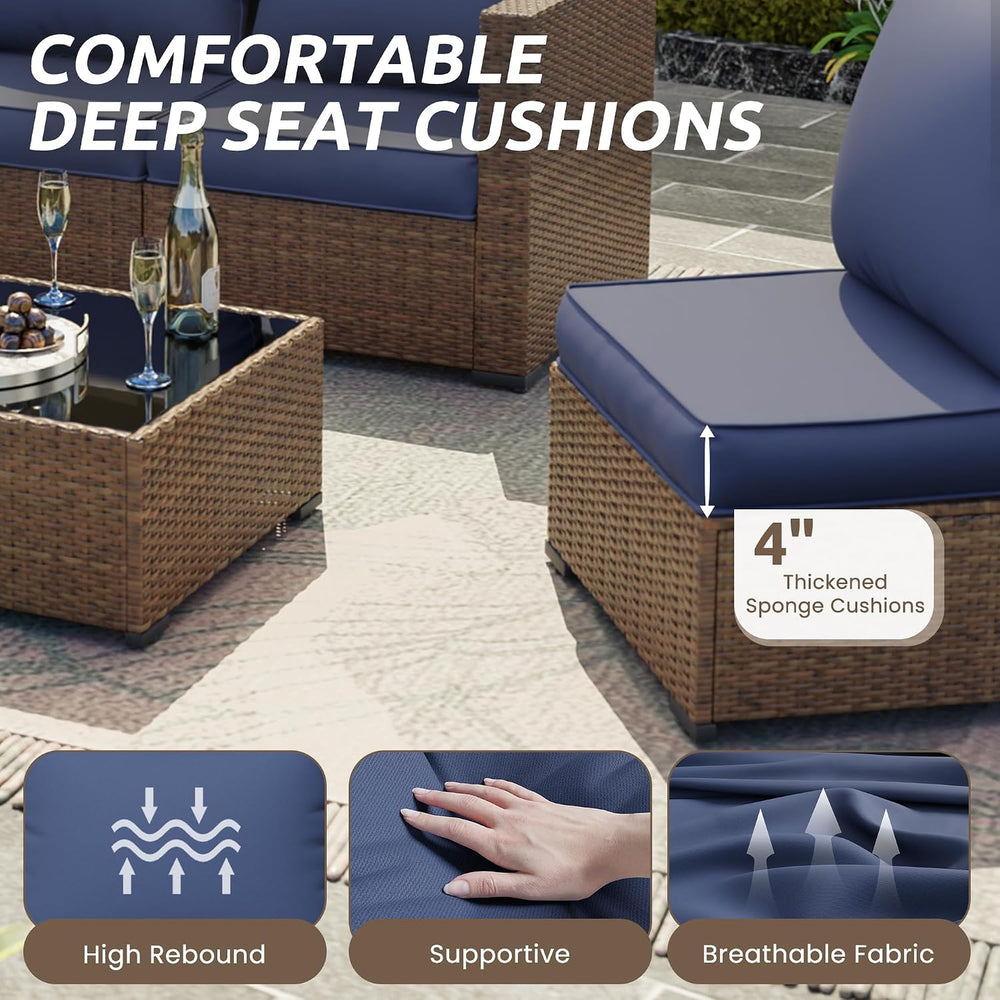 Amopatio Outdoor Chair Cushions, Navy, 23"×20"×4", Set of 4