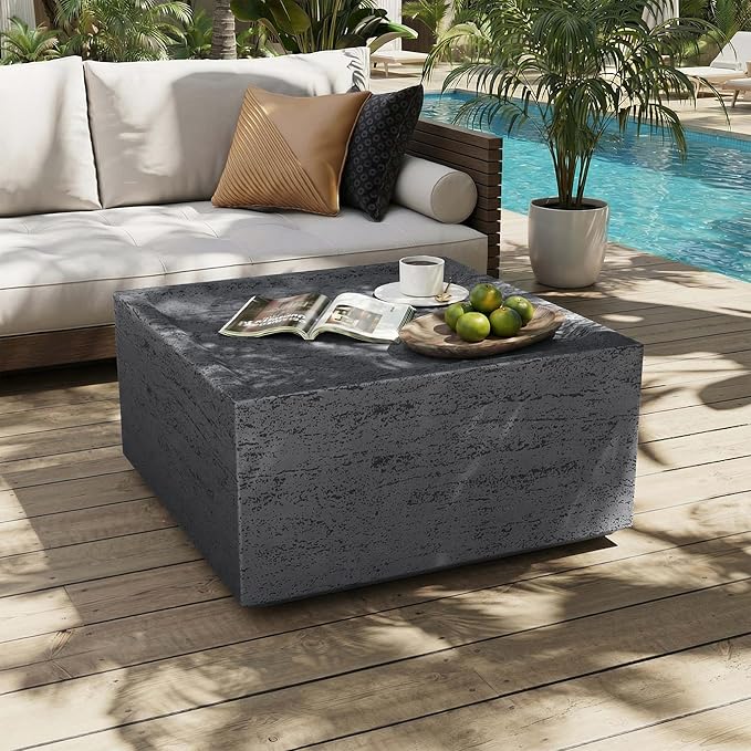 UPHA Outdoor Square Coffee Table, Small Modern Minimalist Accent Tables, Low ...