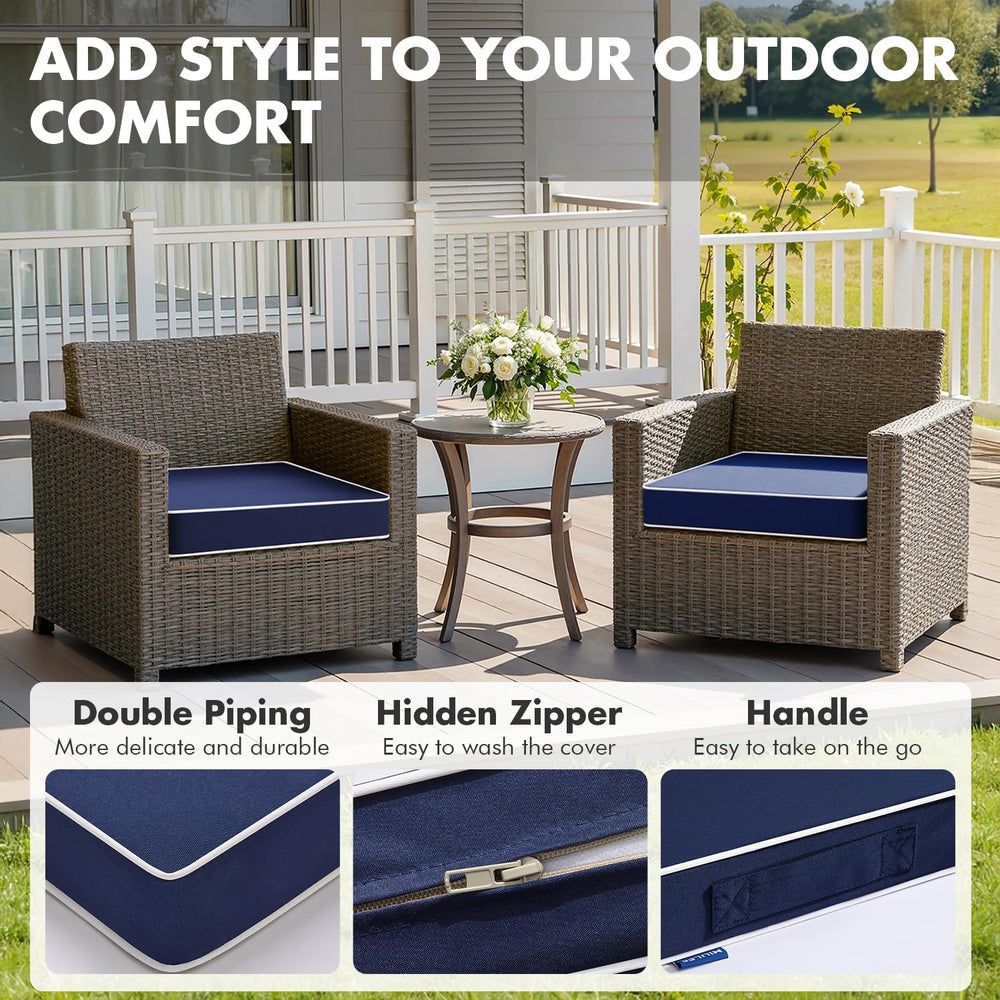 MIULEE Navy Blue 48x18x3 Inch Outdoor Bench Cushion with Adjustable Straps