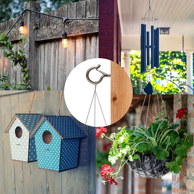96 PCS Q-Hanger Hooks, Screw Hooks for Outdoor String Lights, Safety Buckle D...