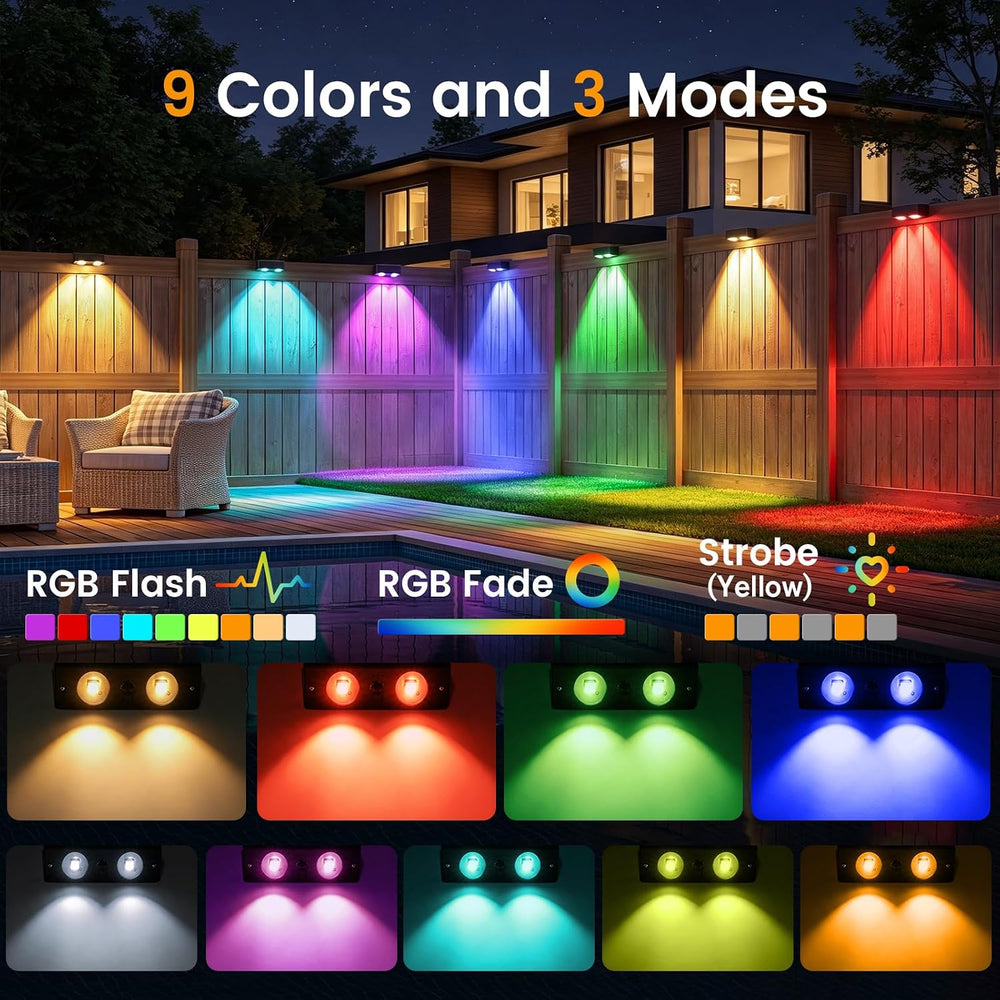 Bridika Solar Deck Lights with Remote, 16 Pack Fence Lights Solar Powered