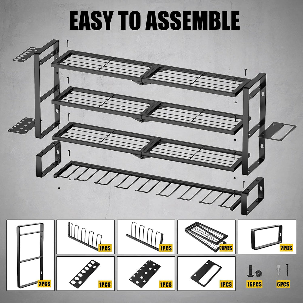 MOOMSINE Large Power Tool Organizer Wall Mount for Garage, 4-Tier Extra Tall ...