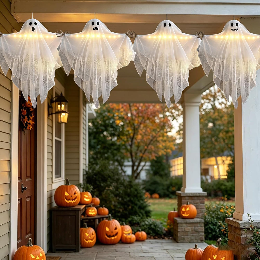 Halloween Decorations Outdoor 4 Pack 27.5" Light up Hanging Ghosts Decor