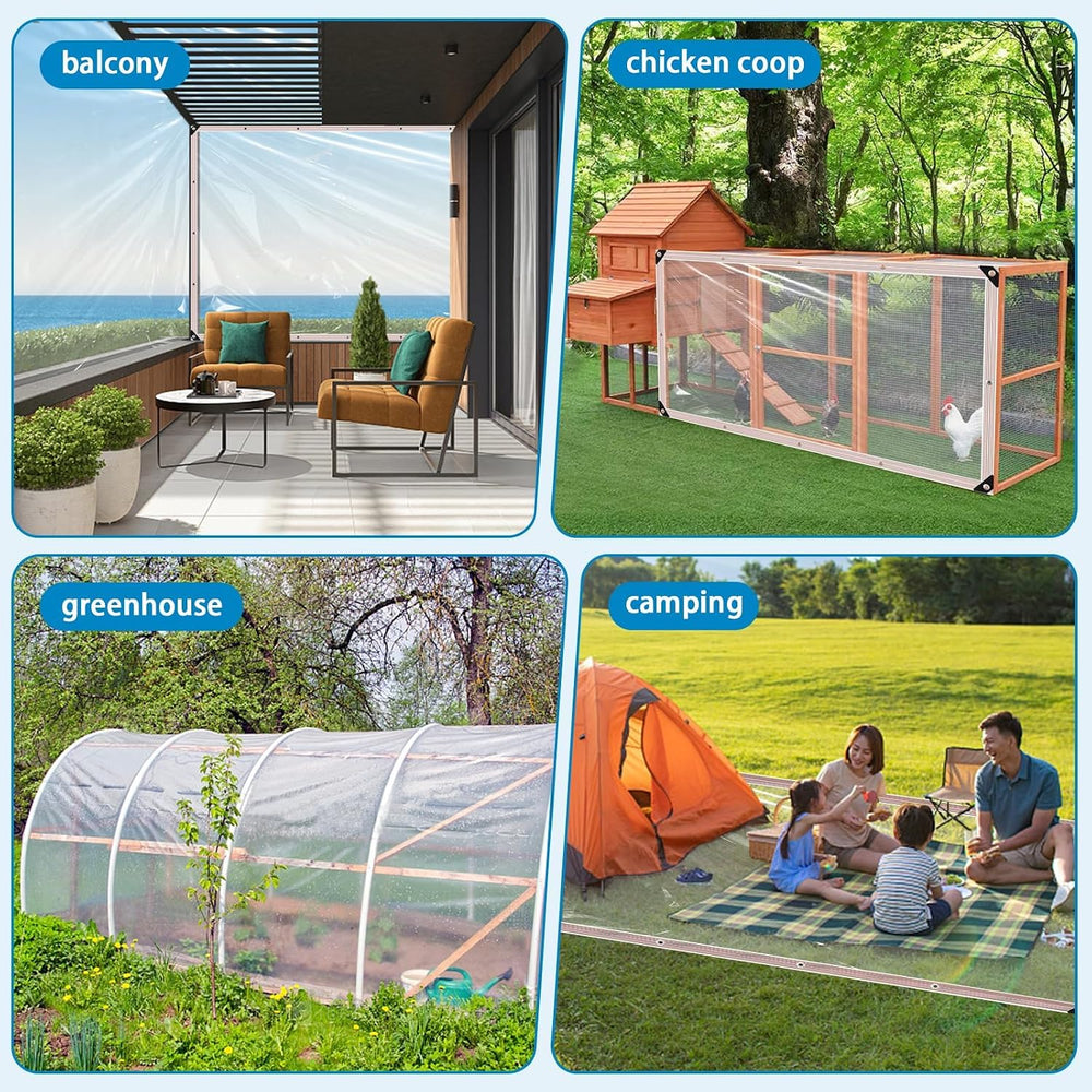 Clear Vinyl Tarp 8x12ft,10 Mil UV Resistant Waterproof Cover