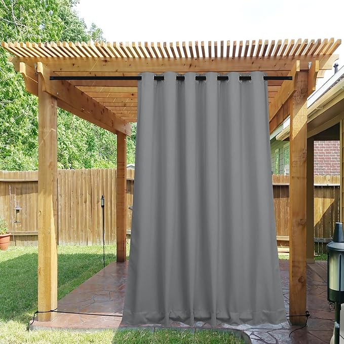 NICETOWN 2 Panels Outdoor Curtains for Patio Waterproof & Windproof, Grom...