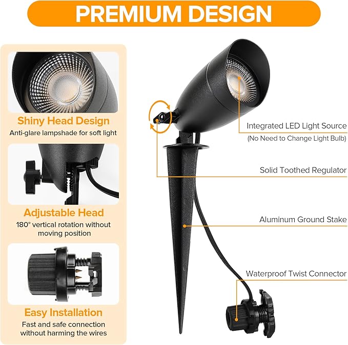 LUTEC 12V Low Voltage Landscape Lighting, Die-cast Aluminum Spot Lights with ...