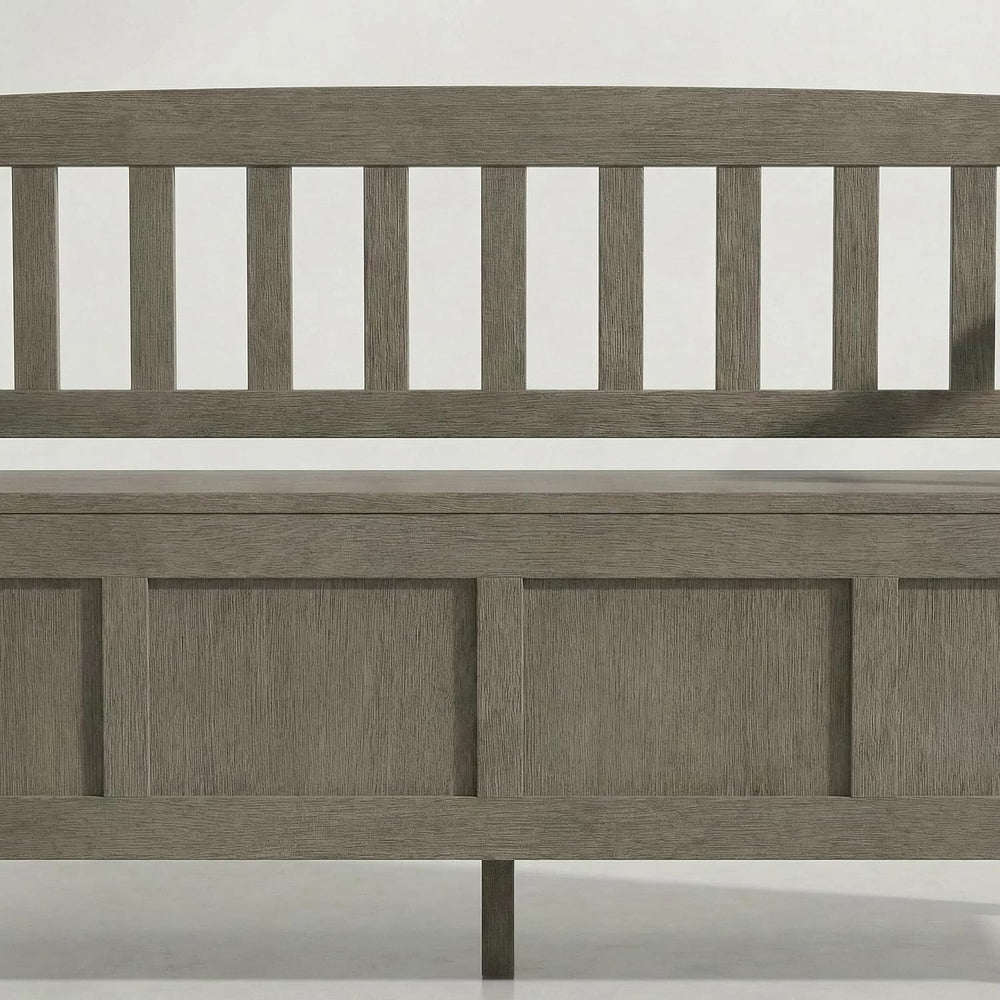 SIMPLIHOME Brooklyn 48" Wide Solid Wood Storage Bench in Aged Grey