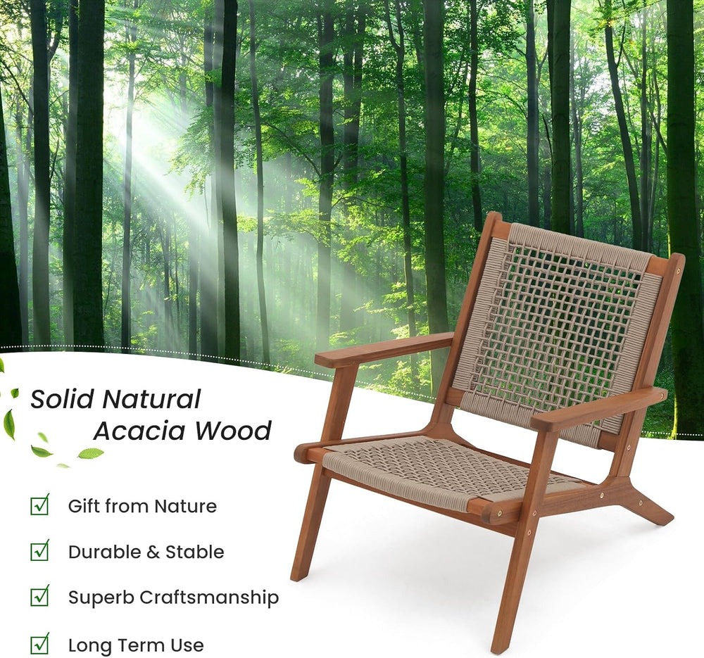 Verano Garden Set of 2 Patio Lounge Chair, Acacia Wood Accent Armchair