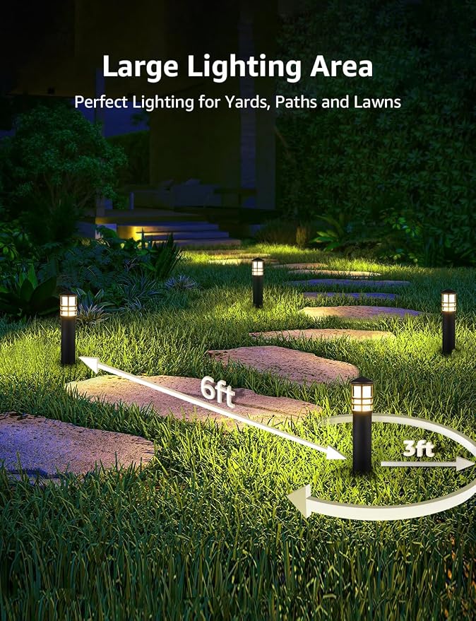 SUNVIE 12-Pack Low Voltage Landscape Pathway Lights 3W Outdoor Landscape Ligh...