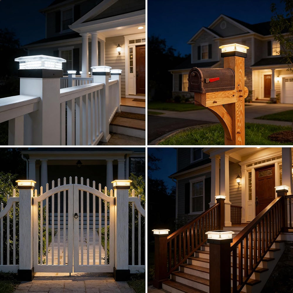 4x4 Solar Post Cap Lights 8 Pack, 96 LED/4 Lighting Fence Post Solar Lights