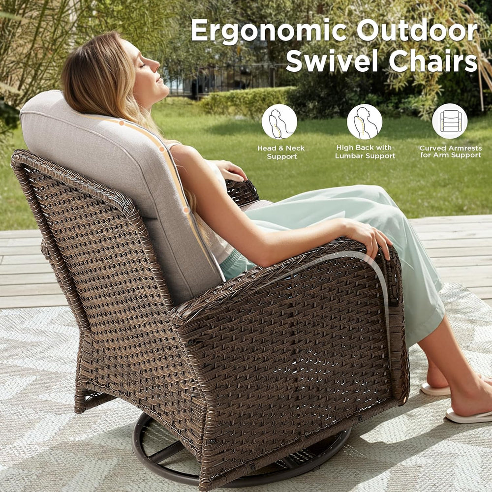 10 Pieces Luxury Patio Furniture Set with 42.5" Fire Pit Table, 6-Inch T...