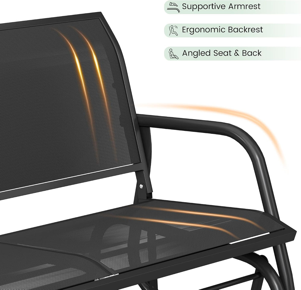 KROFEM Outdoor Glider Bench, Glider Bench for Outside Patio, Black