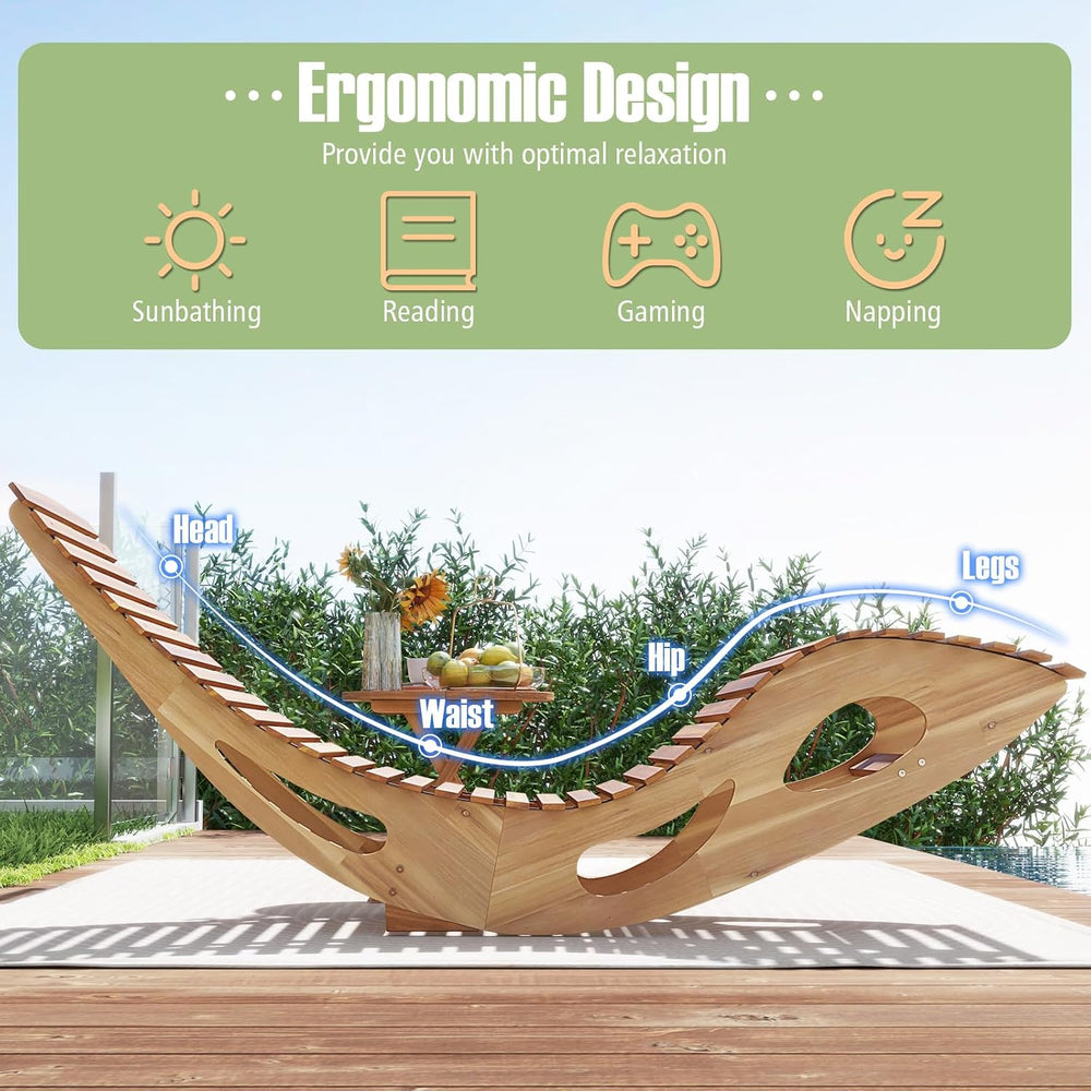 Tangkula Outdoor Chaise Lounge Chair Set of 2, Acacia Wood Rocking Sun Lounge...