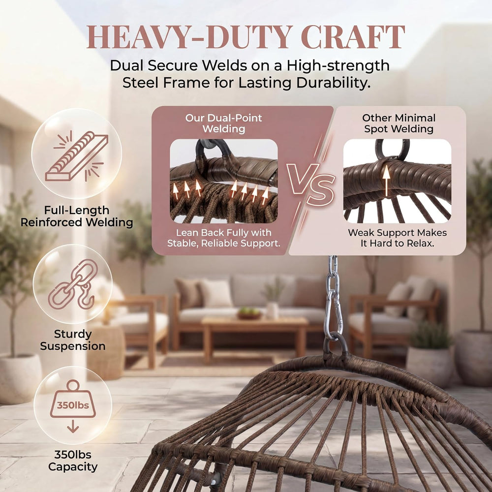 BULEXYARD Heavy-Duty Egg Swing Chair Without Stand, Hanging Egg Chair