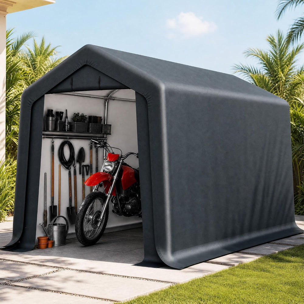 PHI VILLA Storage Tents,8x12ft Portable Carports Motorcycle Sheds Garage