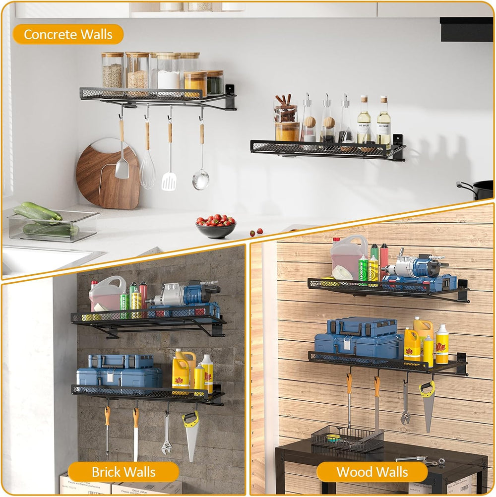 BABKAS 2 Pack Garage Wall Shelving,16.5" x 12.2" Garage Shelving Wa...