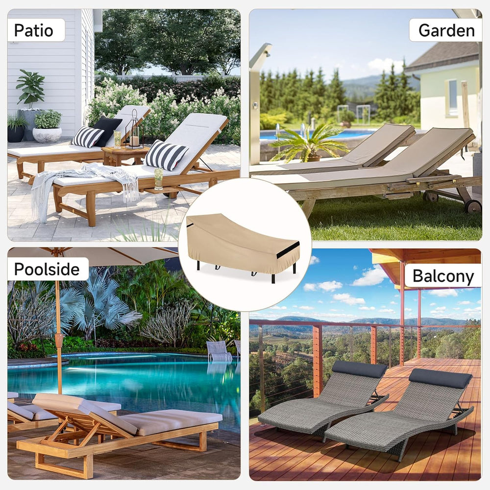 NEVERLAND Lounge Chair Covers 2 Pack 420D Waterproof Heavy Duty 76"x32&q...
