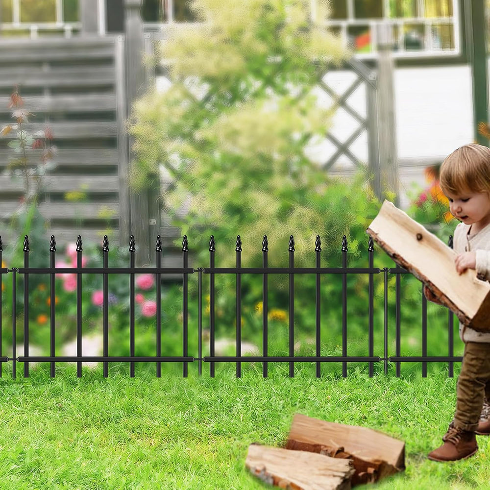Decorative Metal Garden Fence 18" x 10', Small Fence Border with Stakes