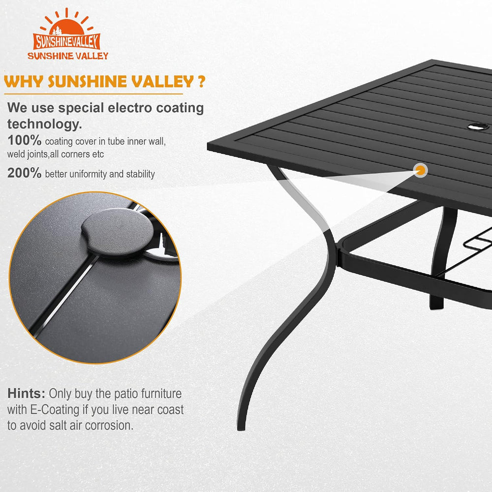 SUNSHINE VALLEY 5pc Patio Dining Set, 37" Square Table & 4 Blue Chairs