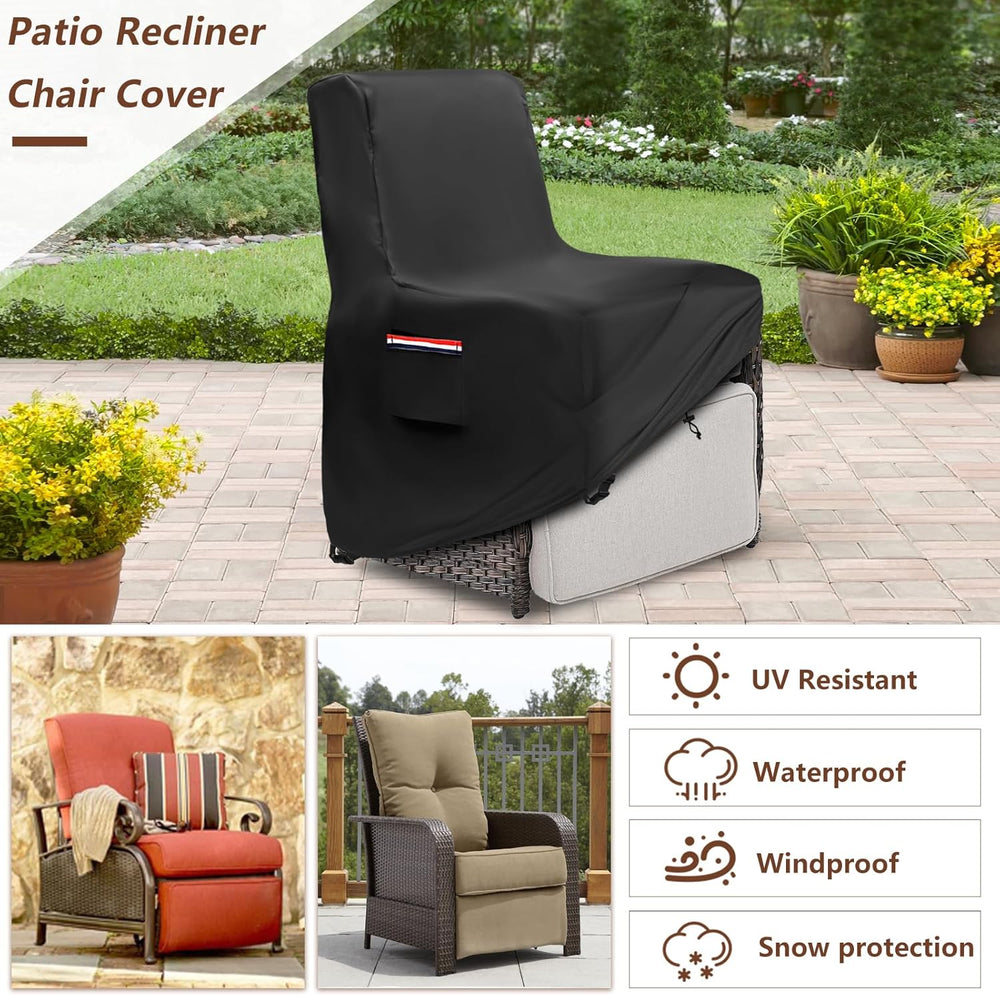 Outdoor Recliner Cover Waterproof,600D Heavy Duty Waterproof Patio Chair Cove...