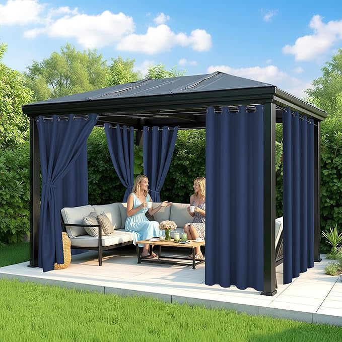 Outdoor Curtains for Patio Waterproof - 6 Panels Privacy Weatherproof Outside...