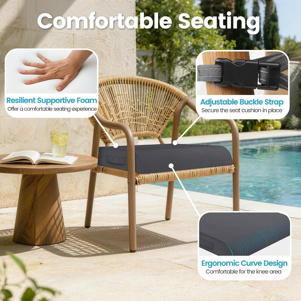 19 x 19 x 3 Inch Outdoor Patio Chair Cushions Set of 2, Grey