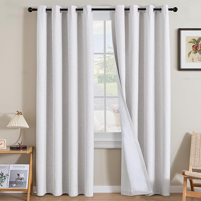H.VERSAILTEX Linen Curtains 100% Blackout Curtains for Bedroom 108 inch Long ...