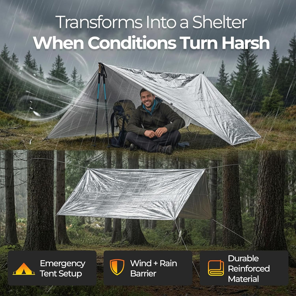 Sierra Madre Emergency Mylar Blanket, Waterproof Survival Shelter (Pack 2)
