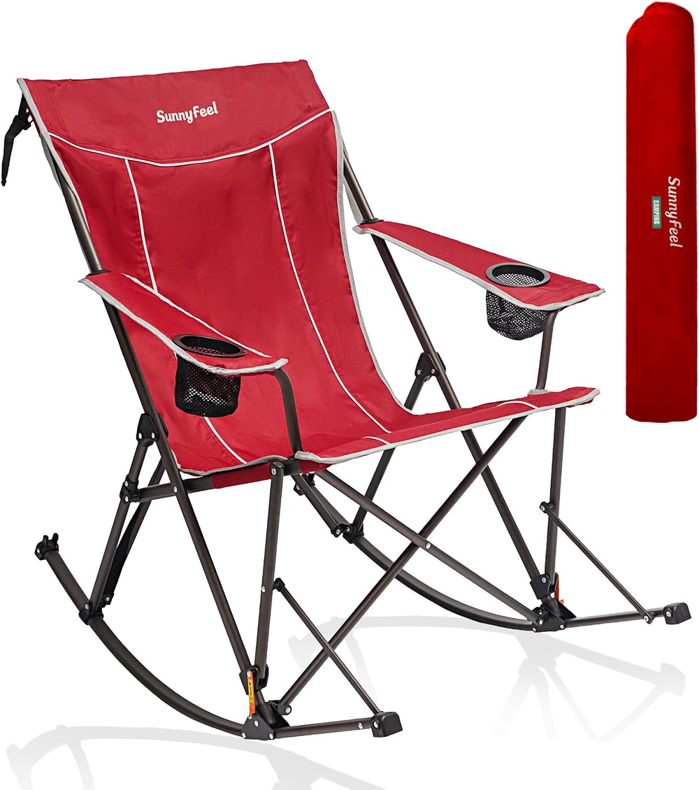 SUNNYFEEL Oversized Folding Rocking Camping Chair with Buckle Design 500lbs