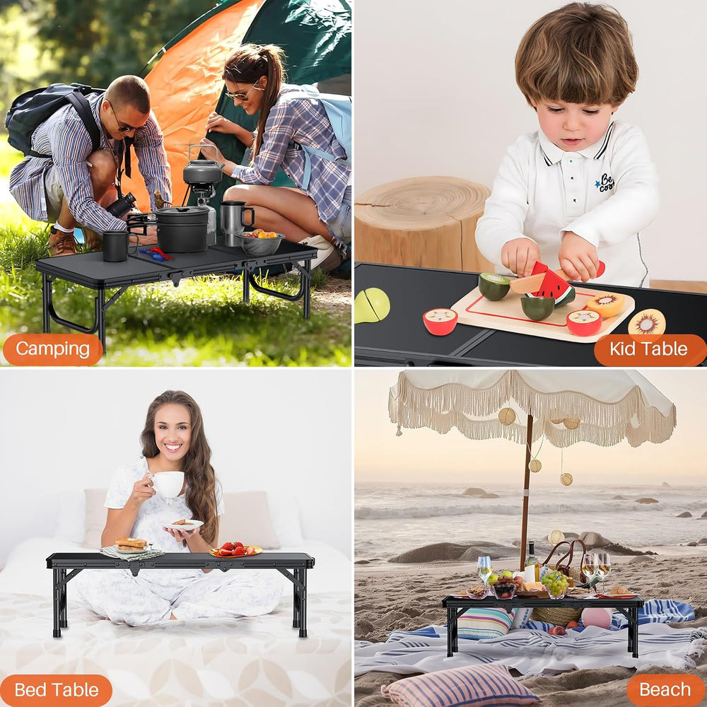 FUNYKICH 3ft Low Folding Camping Table with Carry Bag, 34.2'' Lx15.7&...