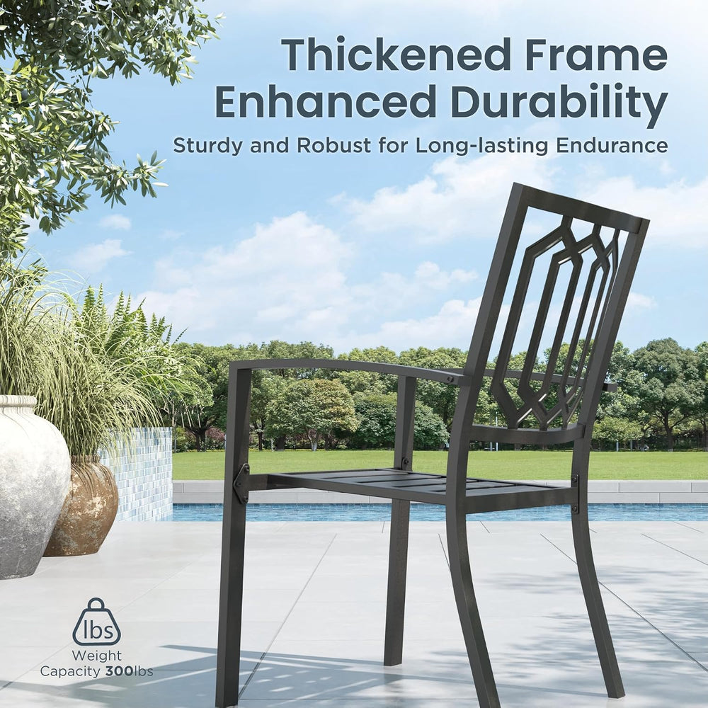 PHI VILLA 3 Piece Metal Patio Bistro Set, 28" Round Table