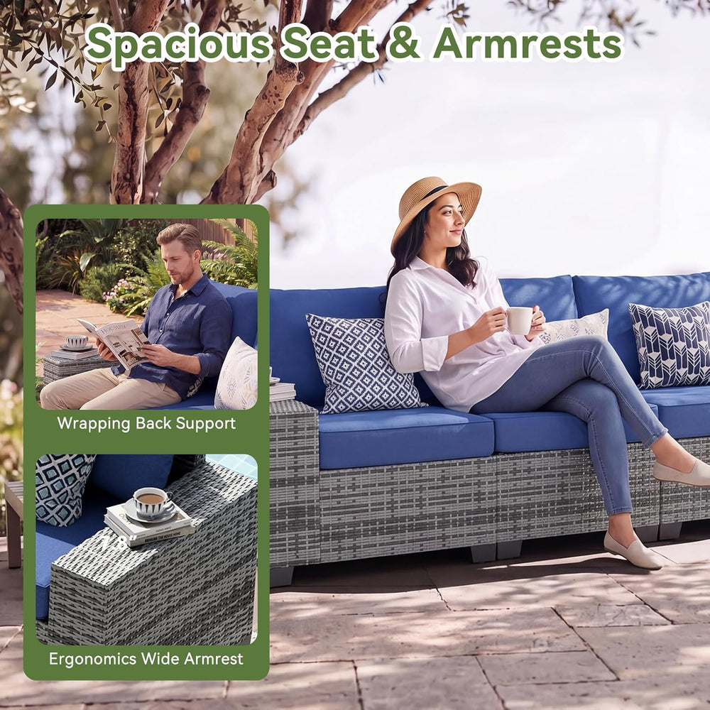 LazySunsets 10 PCS Patio Furniture Set with 44'' Fire Pit Table, Outd...